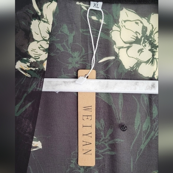 Floral Open Front Plus Size Kimono Beach Cover-up - Picture 12 of 13